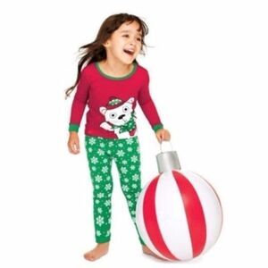 AVON Girls Pajamas 4T Christmas Snowflake Bear New